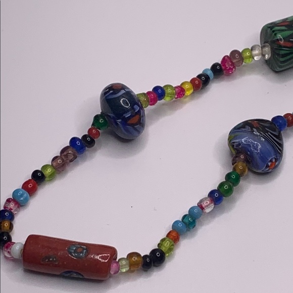 ♥️SALE! 3for$15 Colorful Artisan Glass Beaded Necklace 28” Millefiori Infinity - Picture 6 of 9